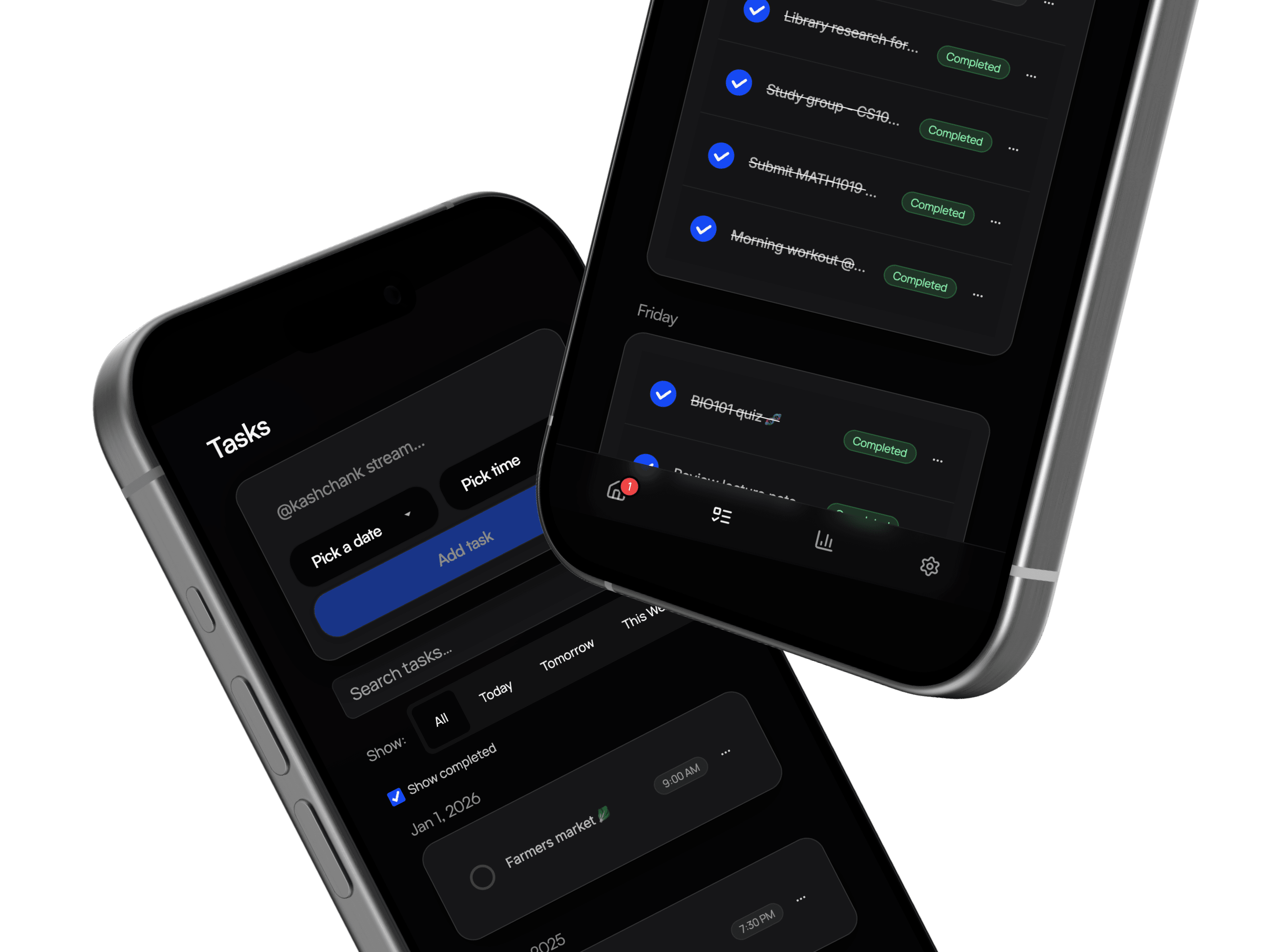 Tasks view showing simple task management