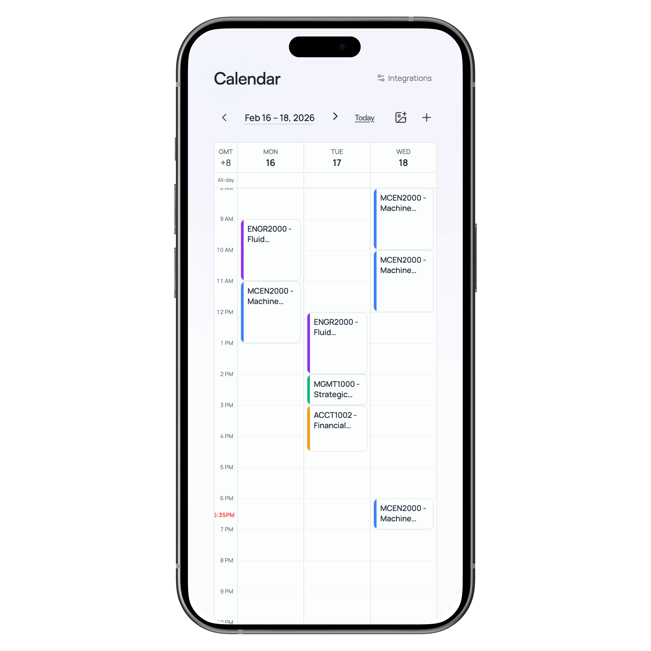 Complete calendar with all events